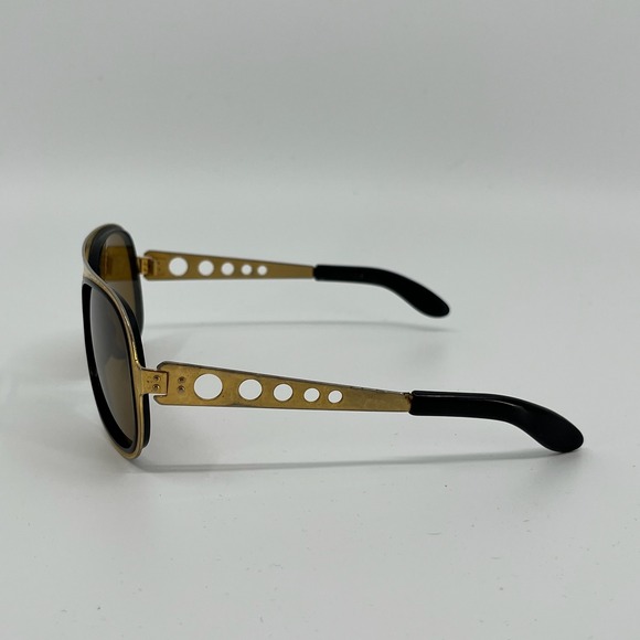 Vtg 80s Aviator Sunglasses Made In France Gold Tone Metal Frame Brown Lenses main image 5